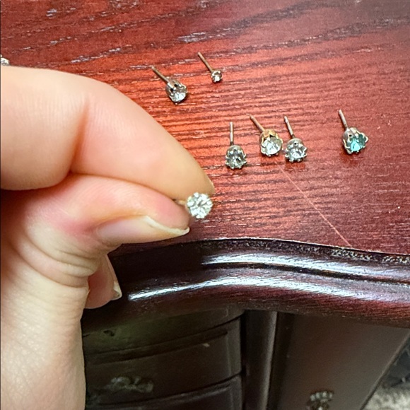 Vintage Silver and Turquoise Stud Earrings without backs - Picture 5 of 9